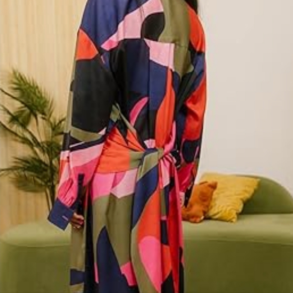 The Drop Abstract Print Button-Down Maxi Shirt Dr… - image 3